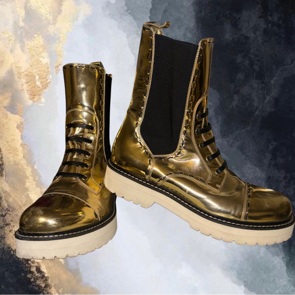 Dolce & Gabbana Gold Combat Boots